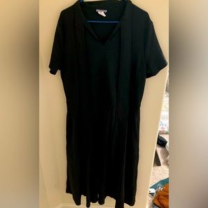 NWOT Eien Black Maxi Dress with Pockets & Front Tie | Size 2XL